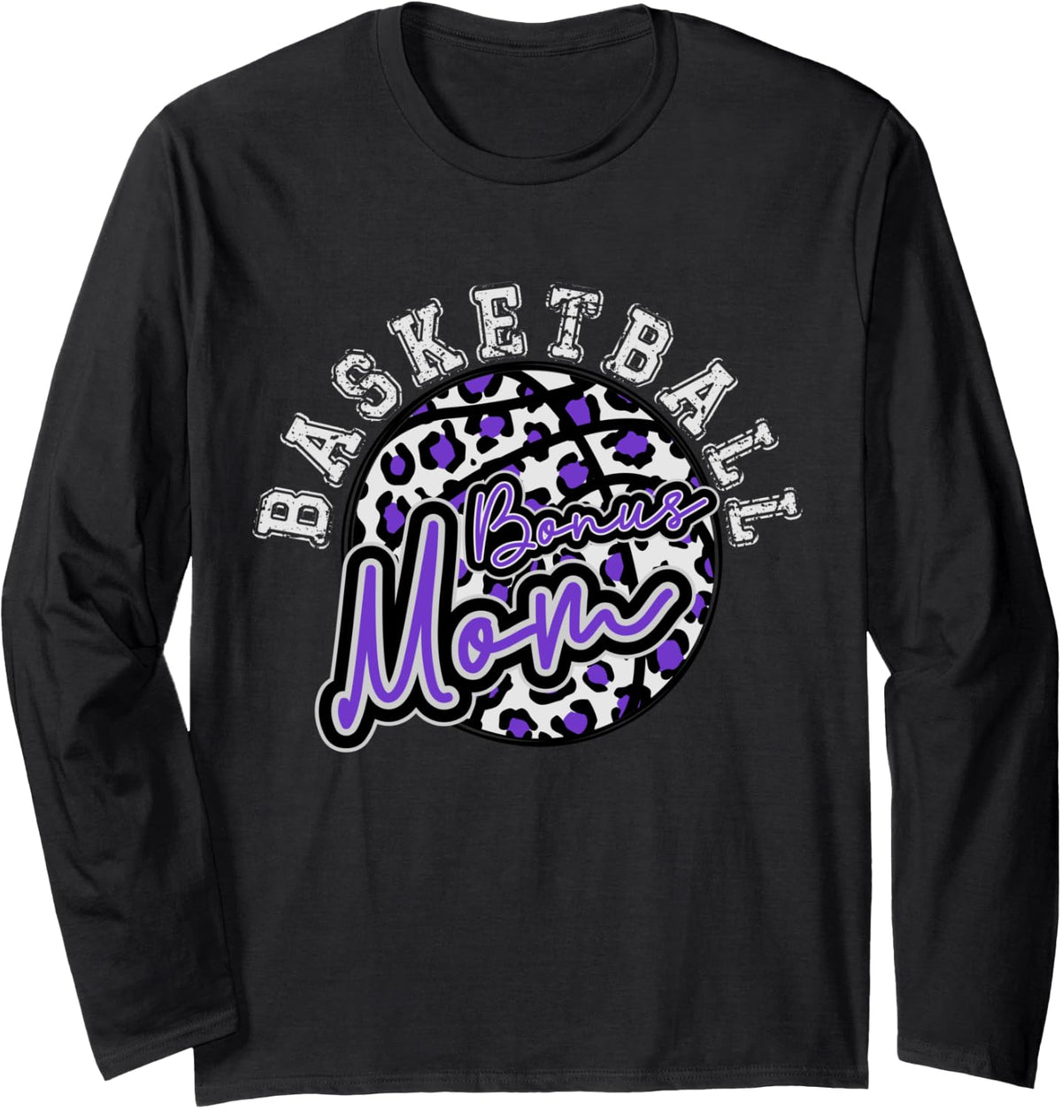 Leopard Cheetah Basketball BONUS MOM Purple Trendy Spirit Long Sleeve Long Sleeve T Shirt Viral TikTok Find Best Seller