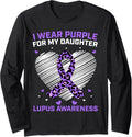 I Wear Purple For My Daughter Lupus Awareness Cheetah Print Long Sleeve Long Sleeve T Shirt Premium Print US Top Pick