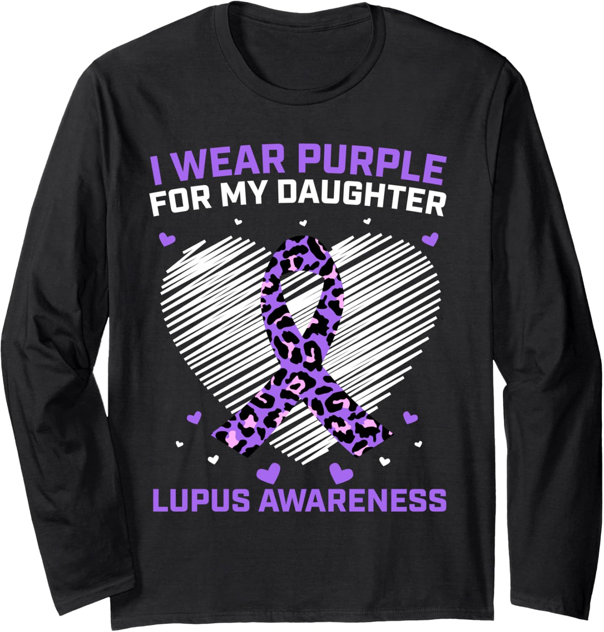 I Wear Purple For My Daughter Lupus Awareness Cheetah Print Long Sleeve Long Sleeve T Shirt Premium Print US Top Pick