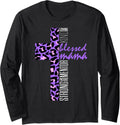 Purple Blessed Mama Cheetah Print Christian Mom Mothers Day Long Sleeve Long Sleeve T Shirt Streetwear Style Fan Favorit