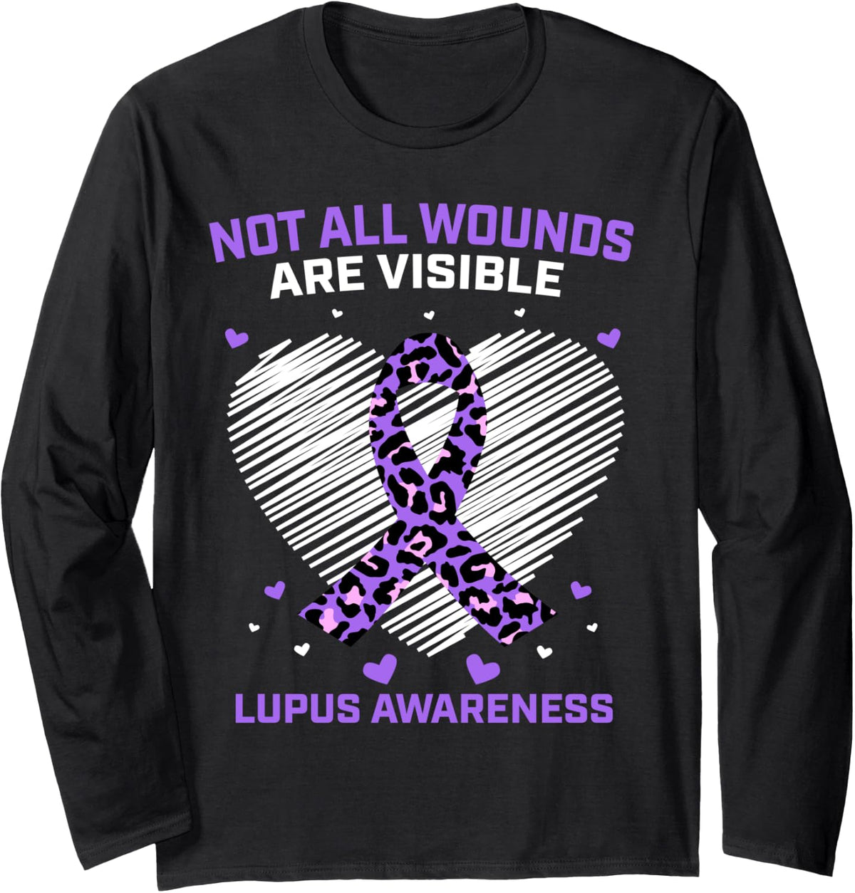 Not All Wounds Are Visible Purple Cheetah Lupus Awareness Long Sleeve Long Sleeve T Shirt Streetwear Style Hot Right Now