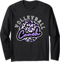 Leopard Cheetah Volleyball Purple Coach Shirt Womens Trendy Long Sleeve Long Sleeve T Shirt Viral TikTok Find Fan Favori