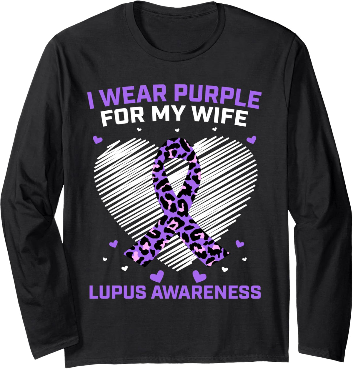 Cute I Wear Purple For My Wife Lupus Awareness Cheetah Print Long Sleeve Long Sleeve T Shirt Viral TikTok Find Best Sell