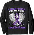 Cute I Wear Purple For Niece Lupus Awareness Cheetah Print Long Sleeve Long Sleeve T Shirt Premium Print Fan Favorite