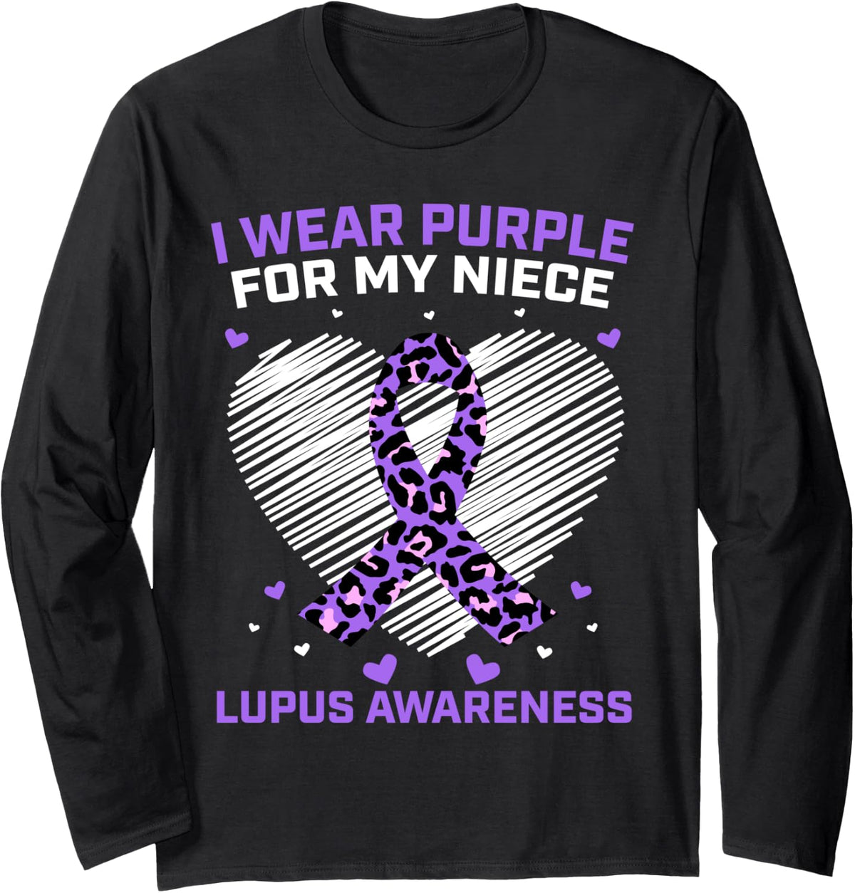 Cute I Wear Purple For Niece Lupus Awareness Cheetah Print Long Sleeve Long Sleeve T Shirt Premium Print Fan Favorite