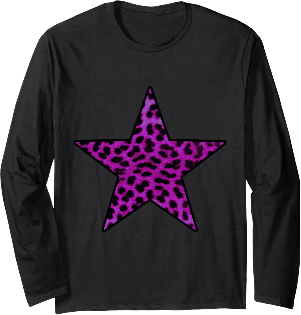 Purple Rockabilly Punk Rocknroll Cheetah Pattern Leopard Long Sleeve Long Sleeve T Shirt Comfort Fit Hot Right Now