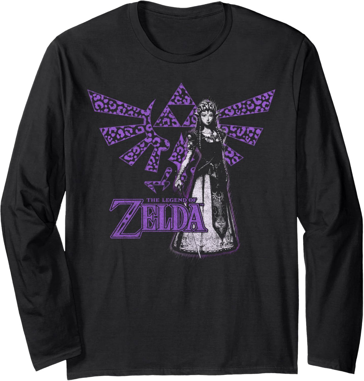 The Legend of Zelda Purple Cheetah Print Hyrule Princess Long Sleeve Long Sleeve T Shirt Comfort Fit Everyday Wear