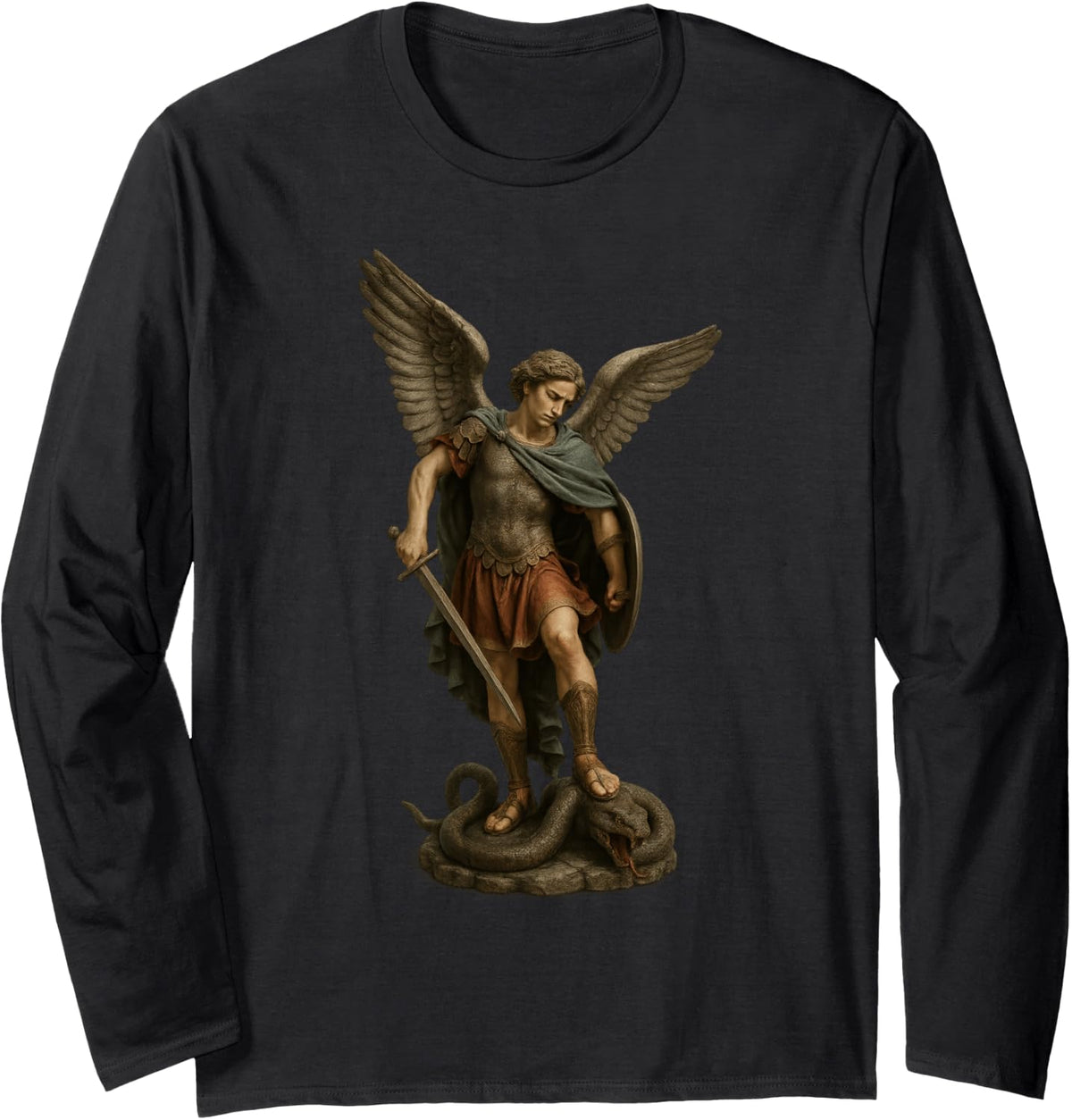Saint Michael The Archangel Defeating Satan - Catholic Long Sleeve Apparel | Premium Quality