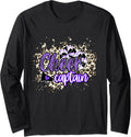 Cheer Captain Shirt Megaphone Purple Leopard Cheetah Print Long Sleeve Long Sleeve T Shirt Streetwear Style Hot Right No