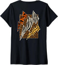 Animal Print Day Tee Wild Animal Pattern Tiger Cheetah Zebra V Neck T Shirt Streetwear Style Everyday Wear