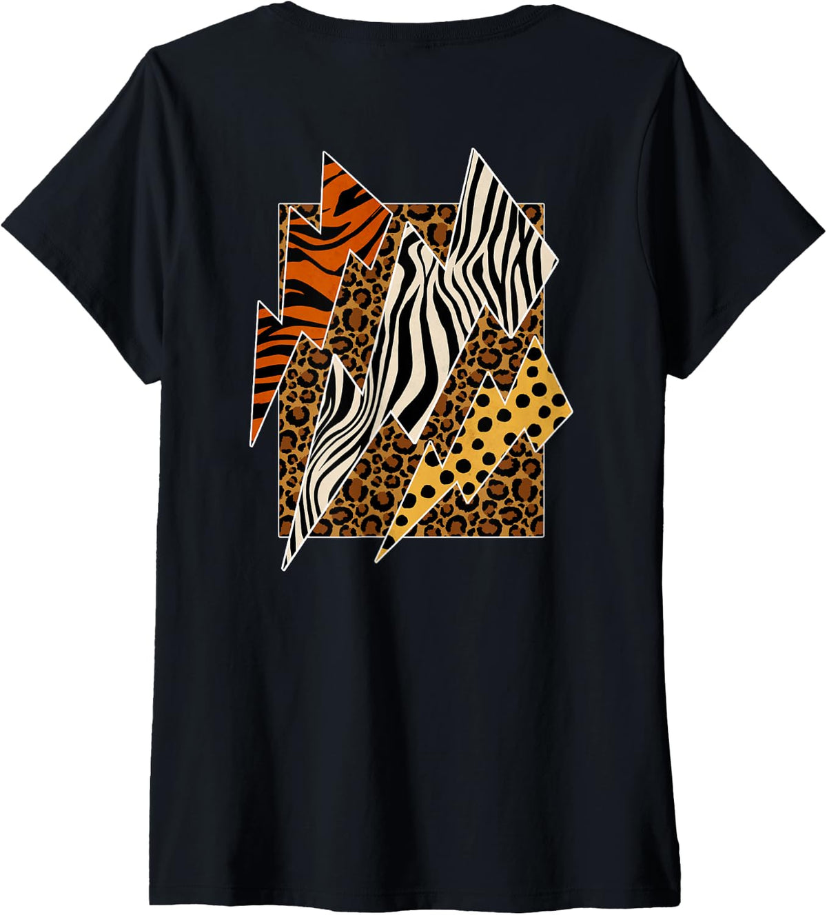 Animal Print Day Tee Wild Animal Pattern Tiger Cheetah Zebra V Neck T Shirt Streetwear Style Everyday Wear