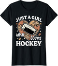 Just A Girl Who Loves Hockey Cheetah Print Girls Ice Hockey Apparel Trending US Fan Favorite