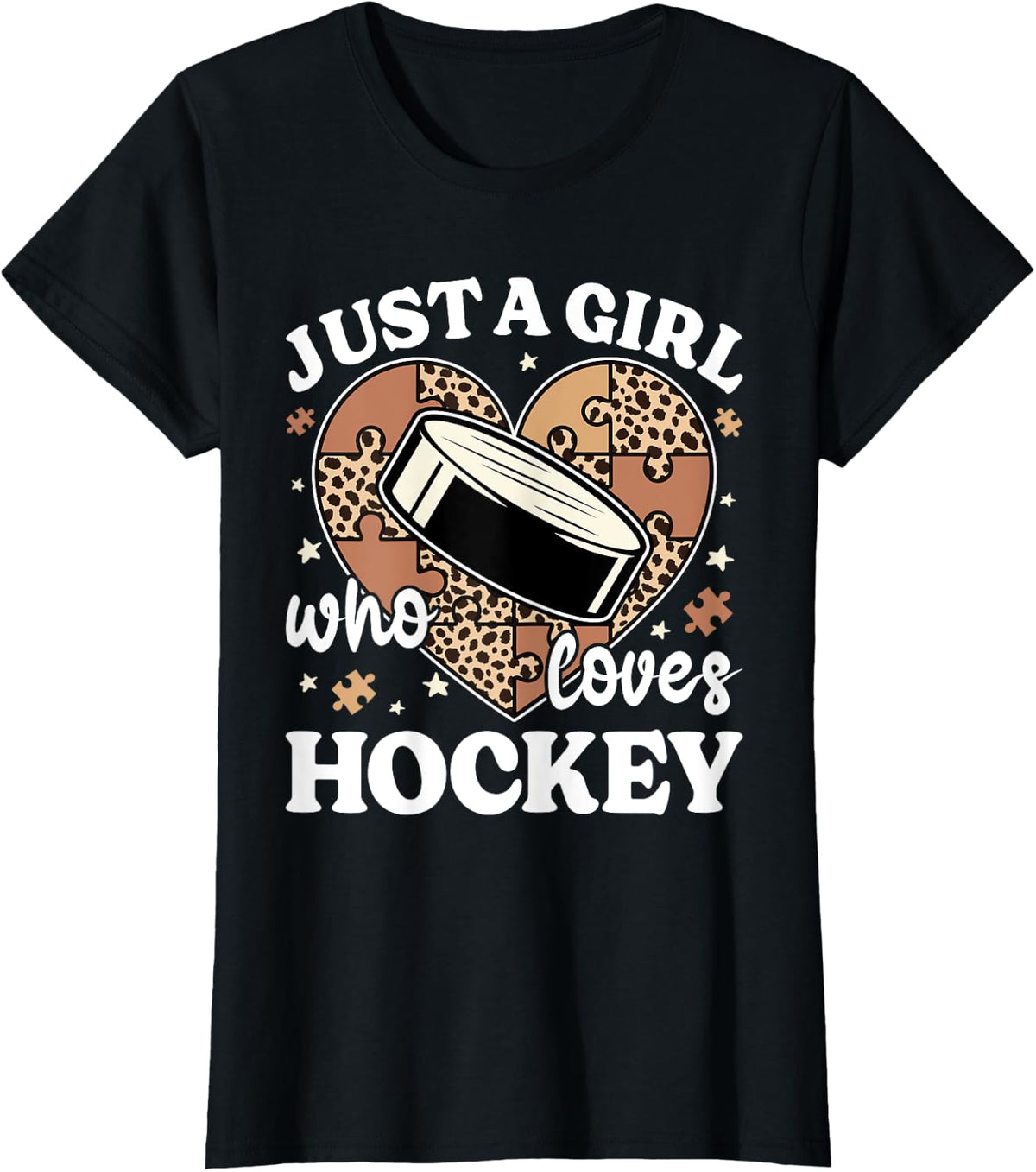 Just A Girl Who Loves Hockey Cheetah Print Girls Ice Hockey Apparel Trending US Fan Favorite