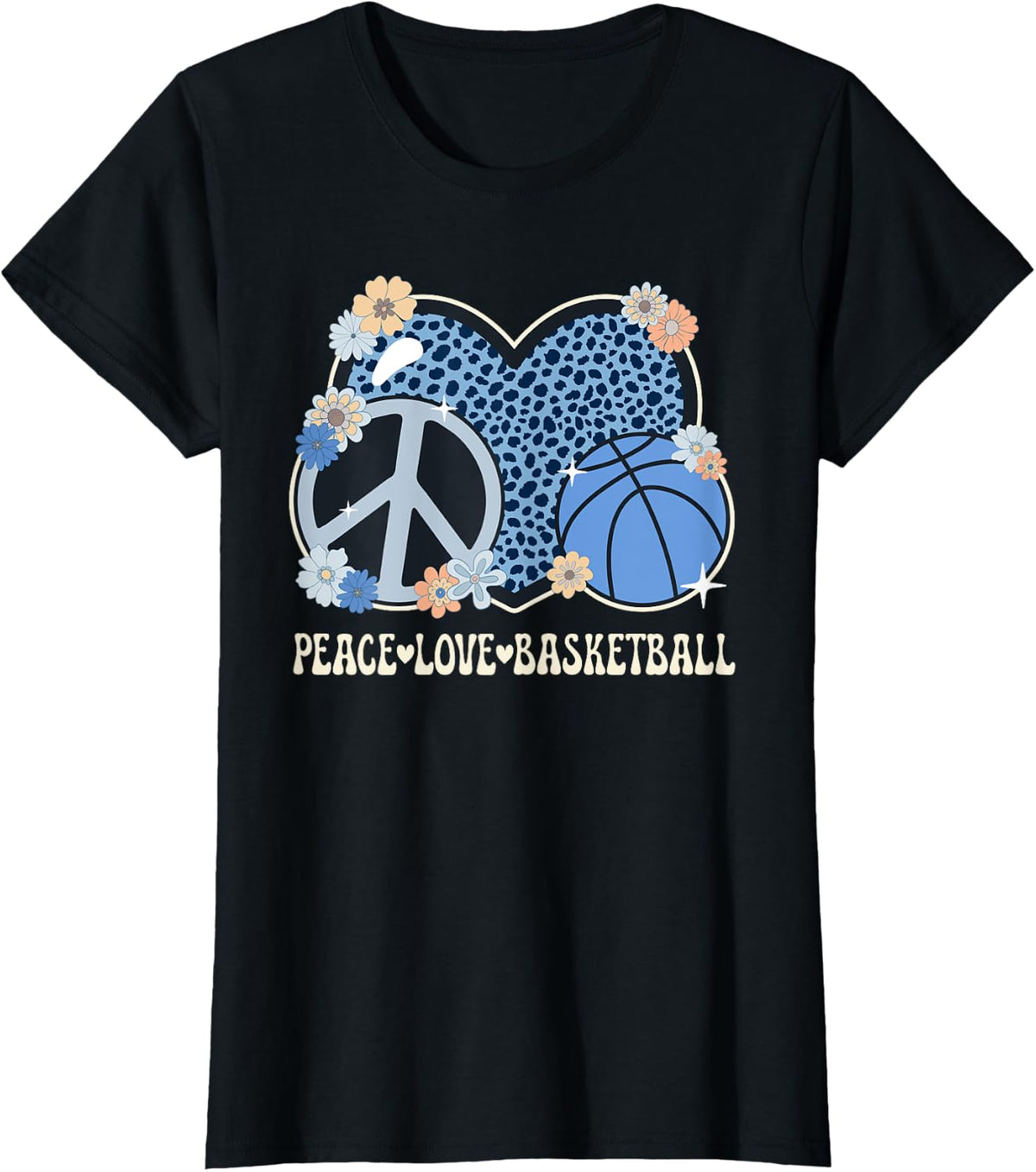 Peace Love Basketball Lover Outfit Cheetah Print Basketball Apparel Trending US Best Seller Look