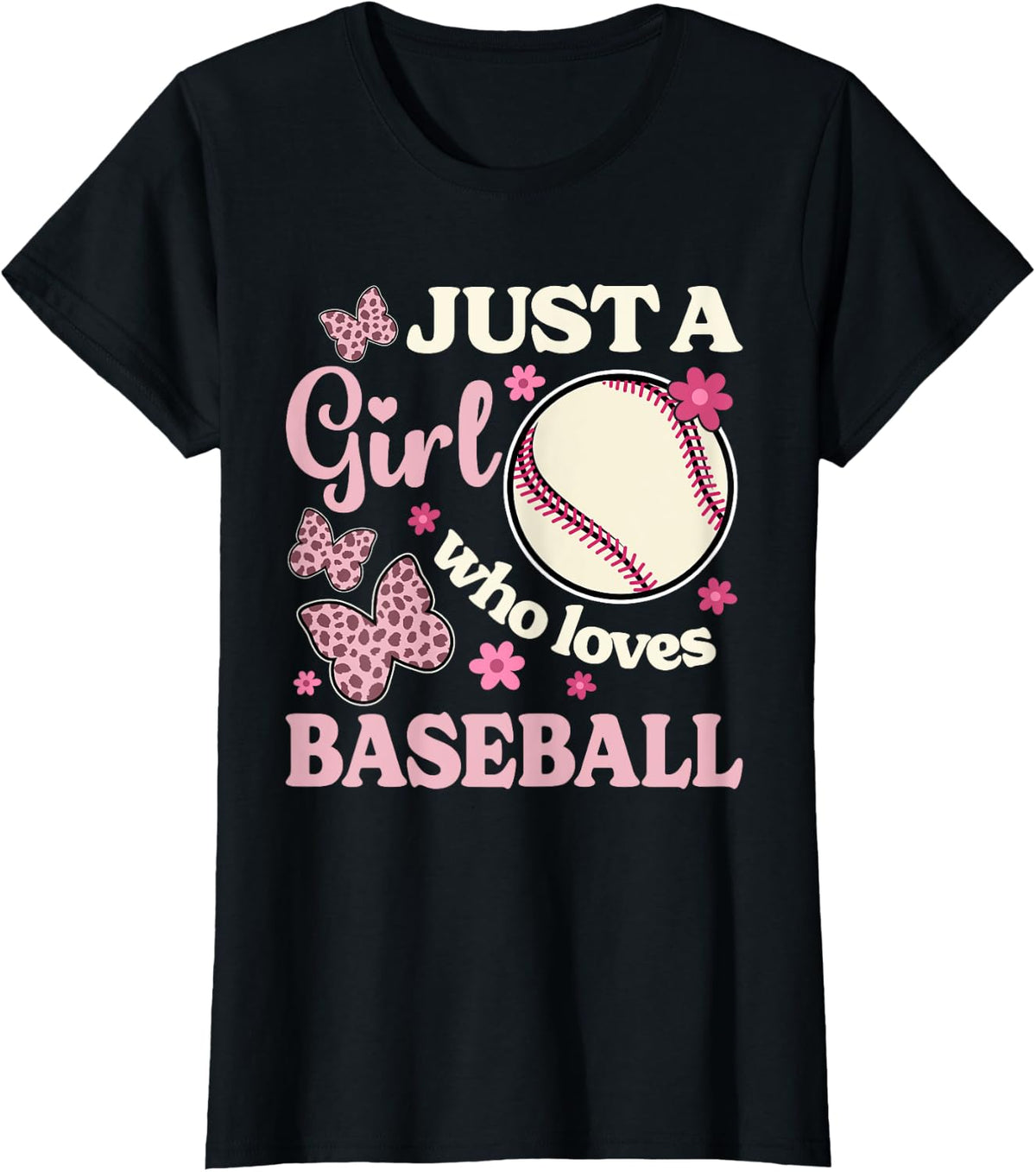 Just A Girl Who Loves Baseball Cheetah Print Girls Baseball Apparel Comfort Fit Best Seller Look