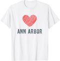 Ann Arbor Heart Love Favorite City or Place Apparel | Bestseller Style | Customer Favorite