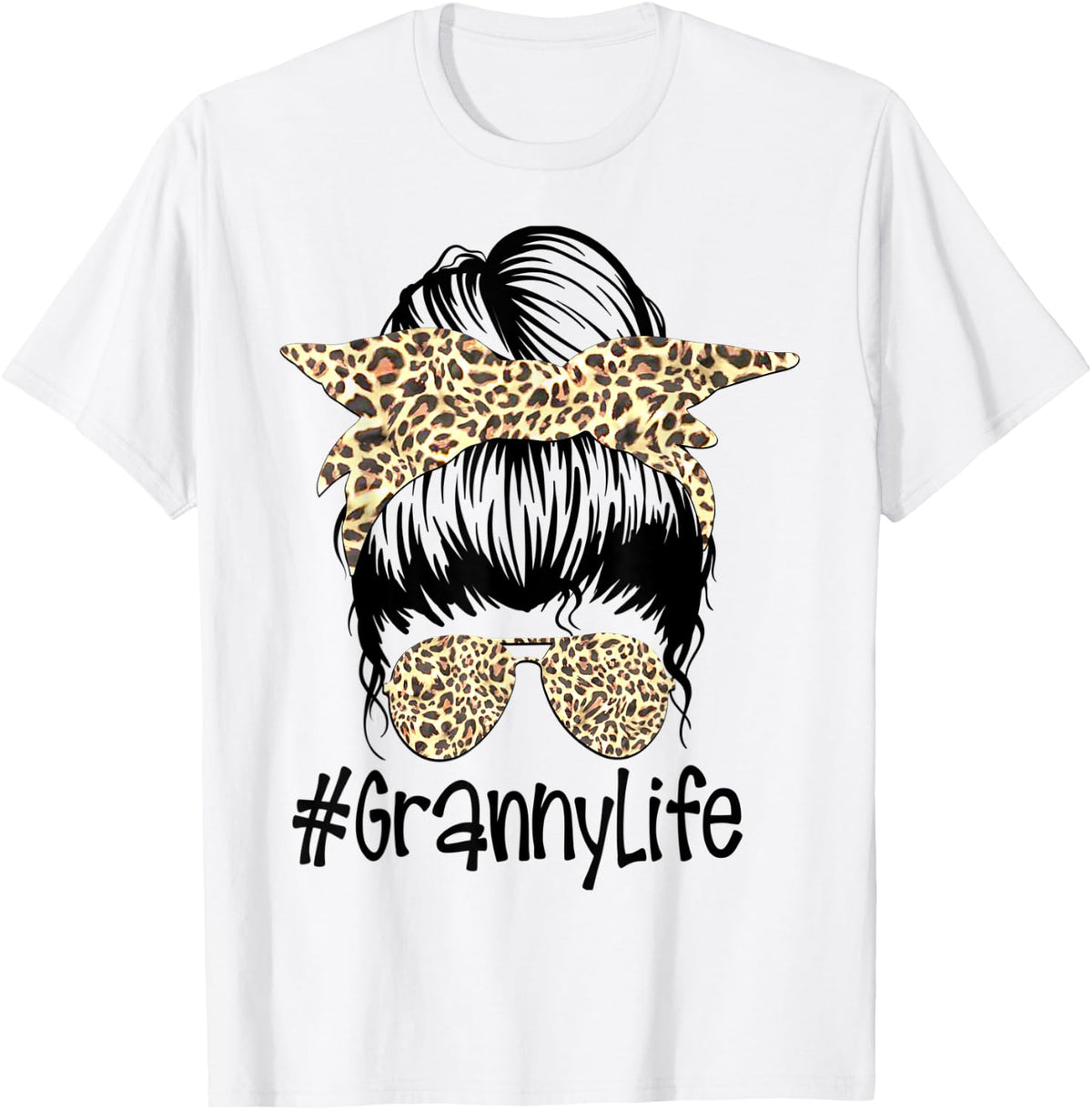 Cute Granny Messy Bun Sunglasses Leopard Cheetah Grannylife Apparel Streetwear Style Best Seller Look