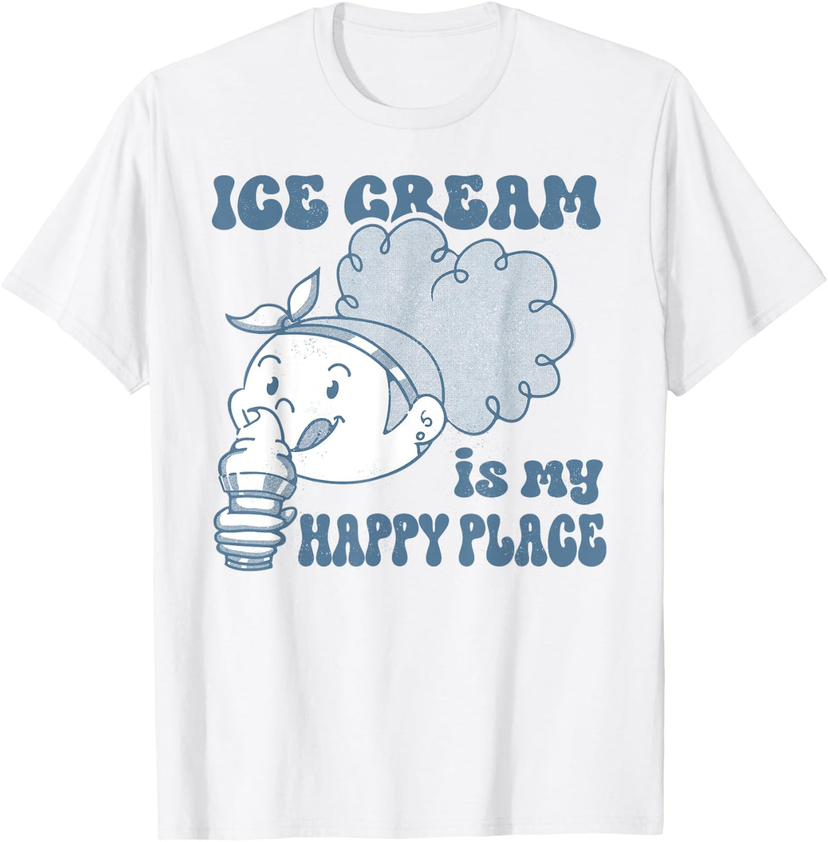 Ice Cream Shirt for Girls, Ice Cream Is My Happy Place Retro T-Shirt | US Viral Pick | Top Rated Comfort