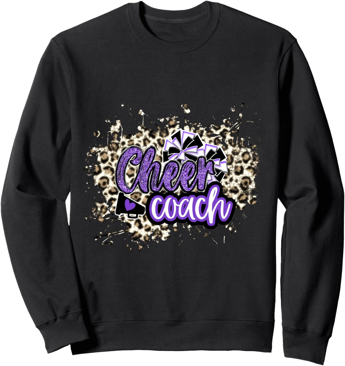 Cheer Coach Shirt Megaphone Purple Leopard Cheetah Print Sweatshirt T Shirt Viral TikTok Find Everyday Wear