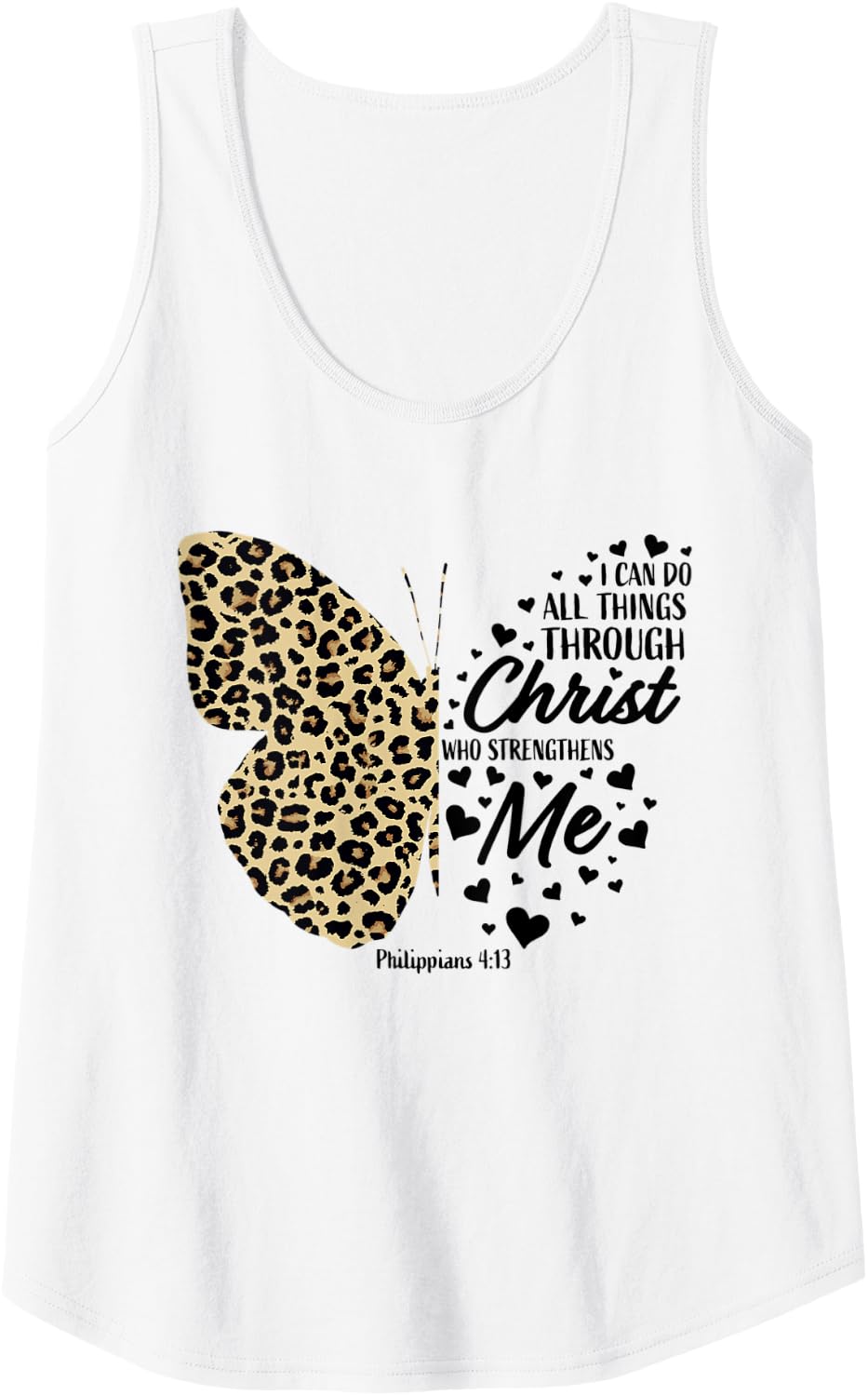 Womens Cute Christian Bible Verse Butterfly Women Mom Cheetah Print Tank Top Tank Top Premium Print US Top Pick