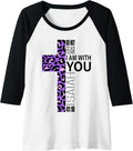 Womens Do Not Fear Verse Christian Mom Gifts Purple Cheetah Print Raglan Baseball Tee T Shirt Streetwear Style Everyday