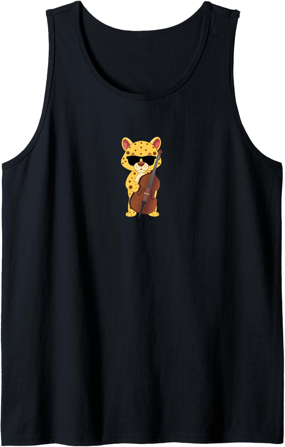 Funny Cheetah Wearing Sunglasses Playing Double Bass Tank Top Tank Top Streetwear Style Everyday Wear