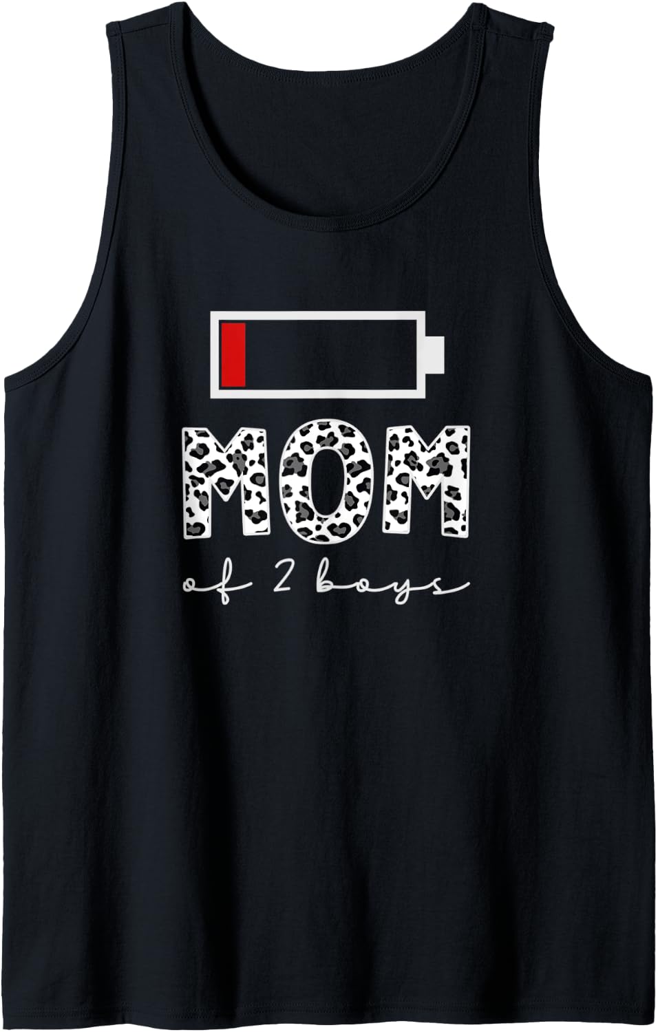 Mom of 2 Boys White Gray Cheetah Leopard Print Mother s Day Tank Top Tank Top High Search Demand Everyday Wear