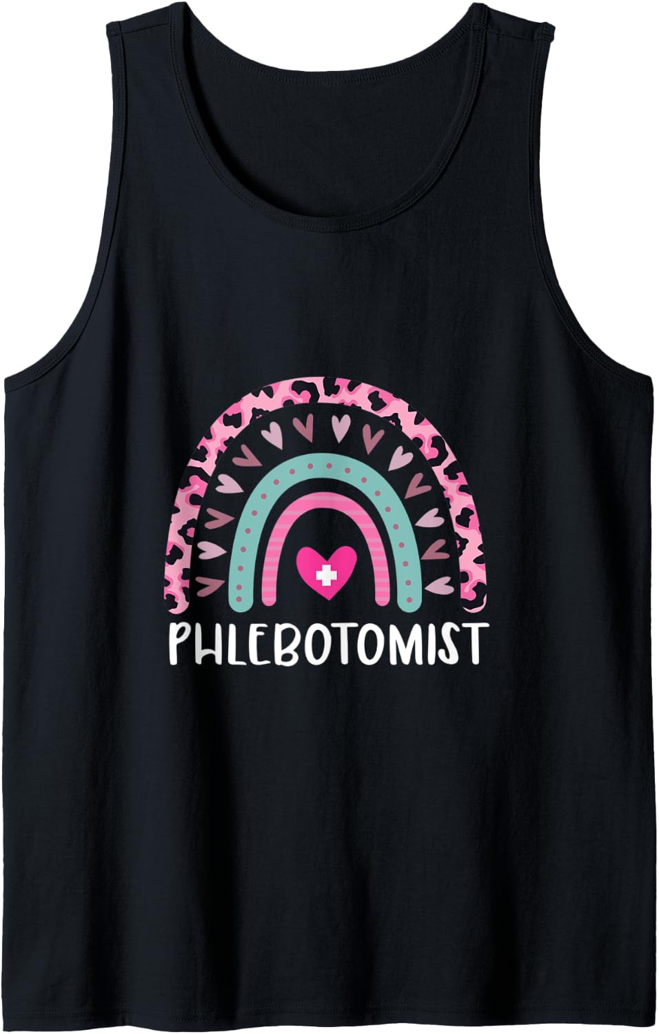 Phlebotomist Leopard Rainbow Heart Cheetah Print Nurse Tank Top Tank Top Streetwear Style Everyday Wear
