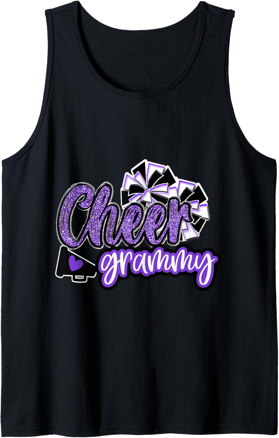 Cheer Grammy Shirt Megaphone Purple Leopard Cheetah Print Tank Top Tank Top Streetwear Style Everyday Wear