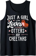 Just A Girl Who Loves Otters And Cheetahs Gift Women Tank Top Tank Top Comfort Fit US Top Pick