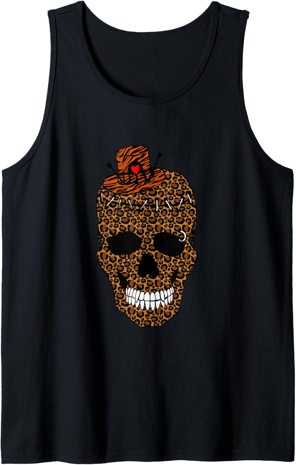 Leopard Print Skull With Tiger Pattern Hat Fall Autumn Tank Top Tank Top Comfort Fit Best Seller Look