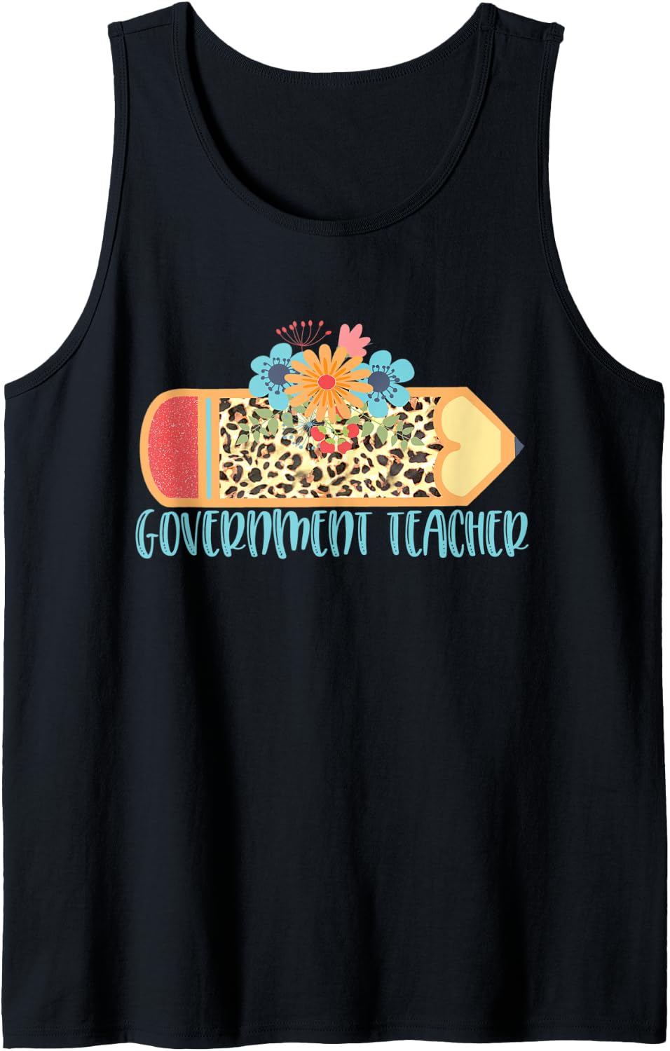 GOVERNMENT TEACHER Cute Trendy Pencil Leopard Cheetah Print Tank Top Tank Top Streetwear Style Best Seller Look