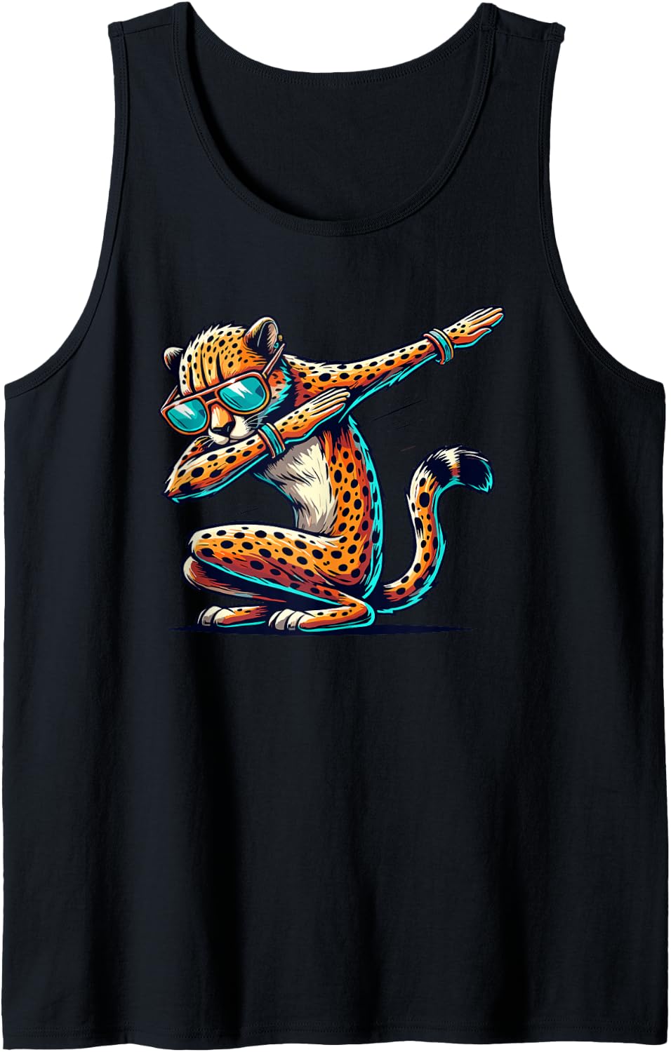 Dabbing Cheetah Wear Glasses Cute Funny Animal Tank Top Tank Top High Search Demand Best Seller Look