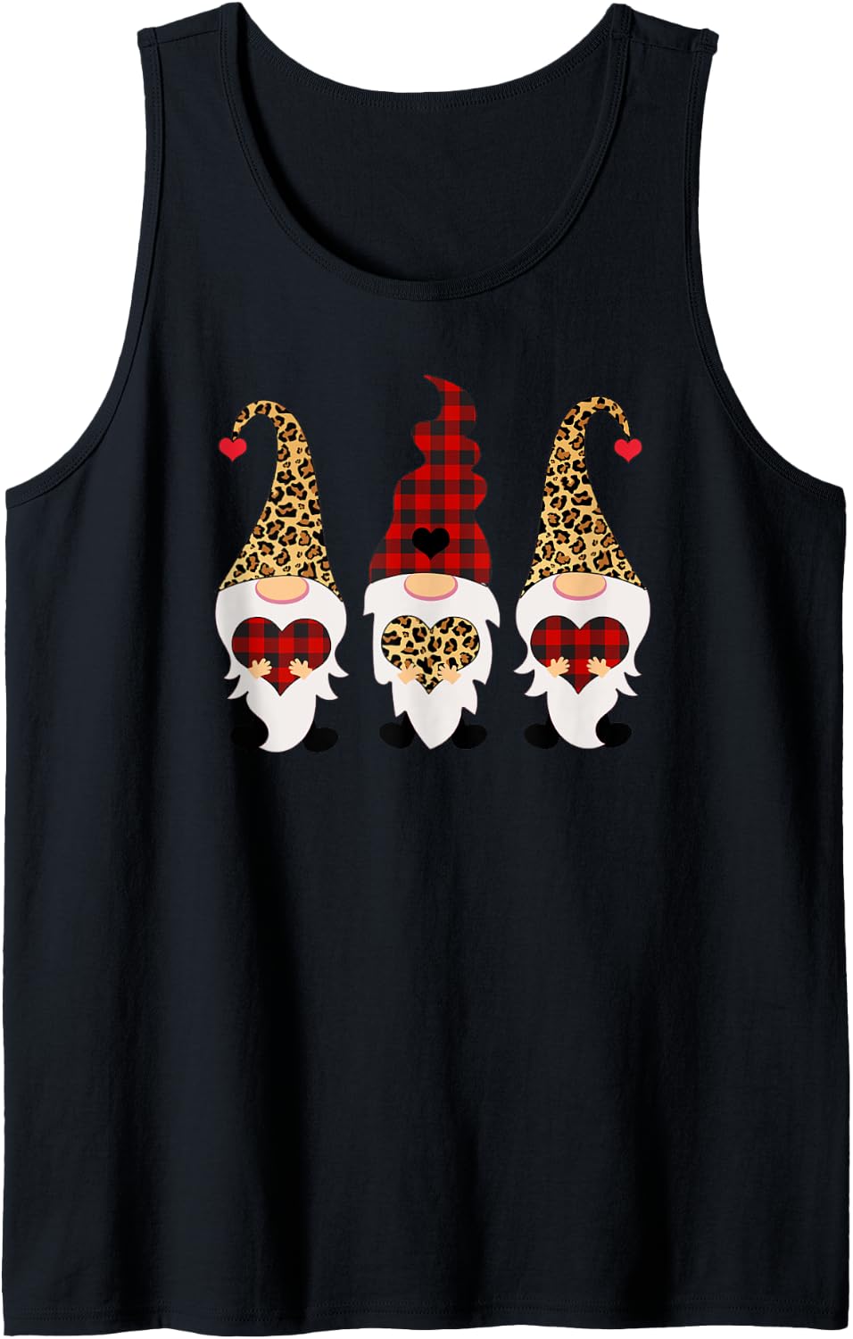 Valentines Day Gnomes Leopard Cheetah Print Red Plaid Tank Top Tank Top High Search Demand Everyday Wear