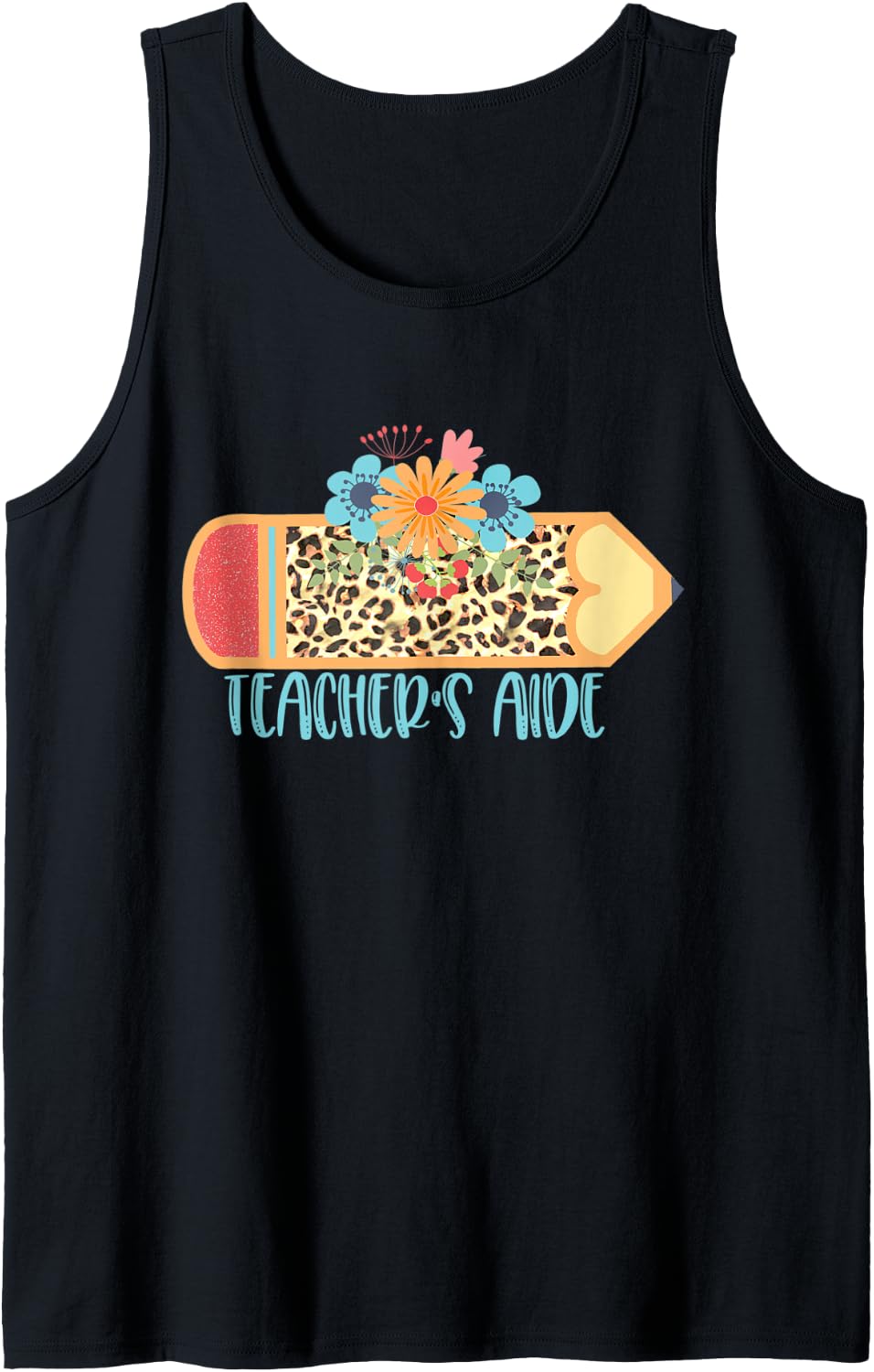 TEACHER S AIDE Pencil Leopard Cheetah Print Teacher Tank Top Tank Top Trending US Gift Ready