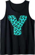 Letter Y Cheetah Leopard Print Blue Initial Zebra Matching Tank Top Tank Top Viral TikTok Find Everyday Wear
