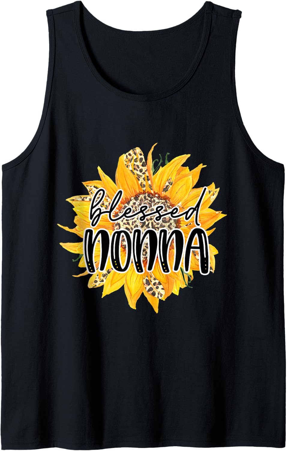 Blessed NONNA Leopard Cheetah Sunflower Grandma Trendy Tank Top Tank Top Streetwear Style US Top Pick