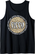 SISSY Cheetah Leopard Print Circle Love Patience Black Tank Top Tank Top Streetwear Style Hot Right Now