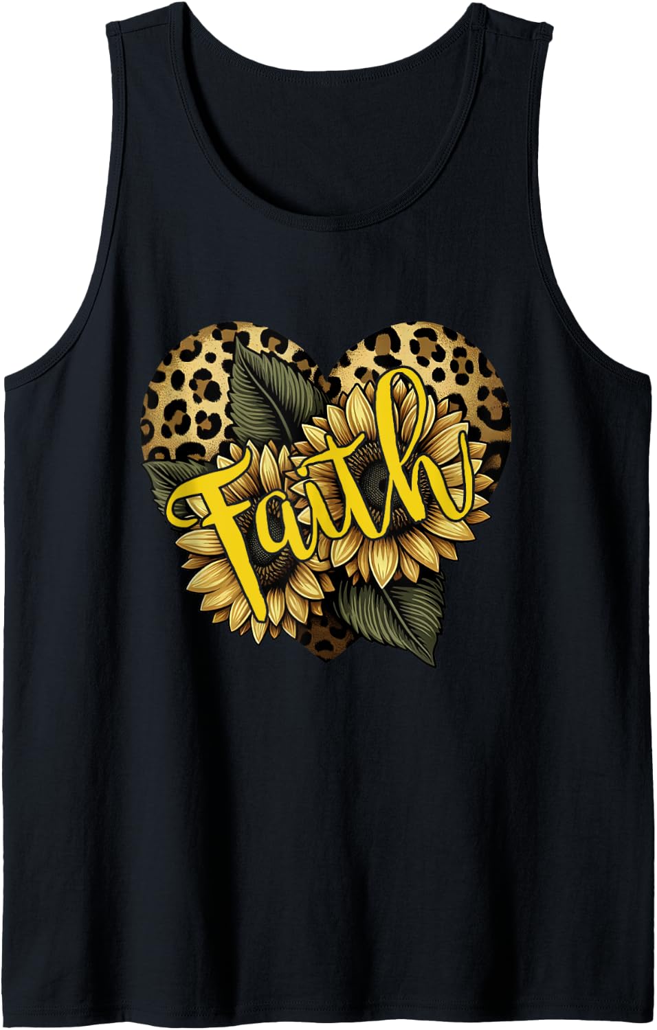 Faith Leopard Cheetah Print Heart Sunflower Christian Faith Tank Top Tank Top Premium Print Everyday Wear