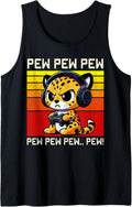 Cheetah Gamer Pew Funny Video Games Vintage Boys Men Girls Tank Top Tank Top Comfort Fit Everyday Wear