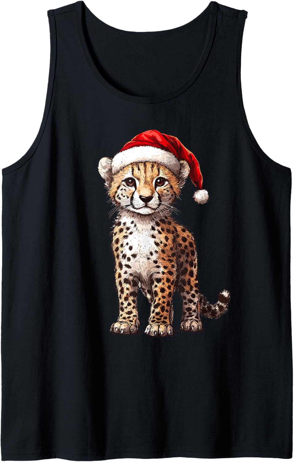 Cheetah Santa Hat Funny Cheetah Wild Animals Lover Christmas Tank Top Tank Top Streetwear Style Hot Right Now