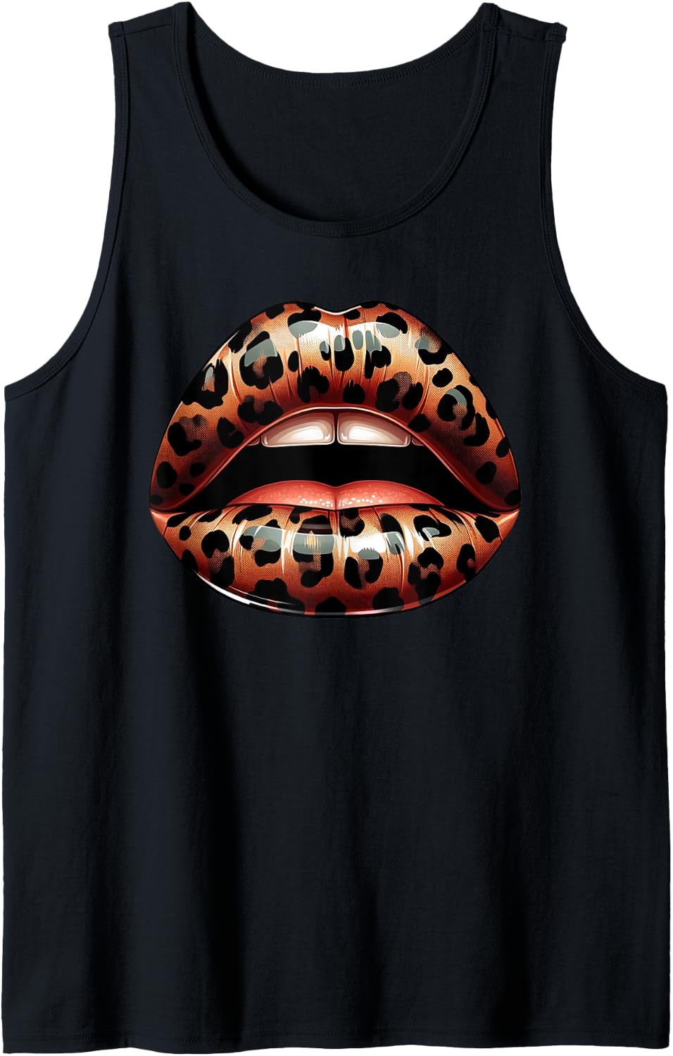 Leopard Print Lips Trendy Cheetah Lips Black Queen Women Tank Top Tank Top Trending US Everyday Wear