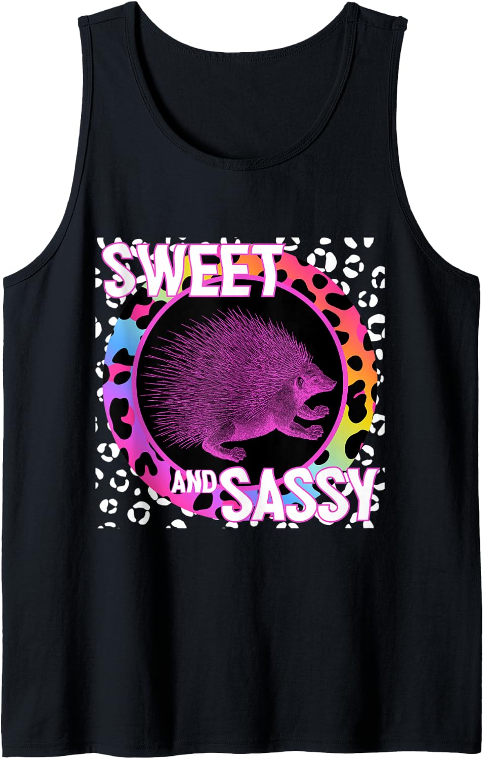 Porcupine Cute 90s Nostalgia Rainbow Leopard Print Tropical Tank Top Tank Top Viral TikTok Find Best Seller Look