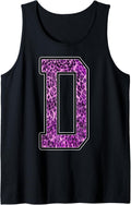 Leopard Cheetah Print Capital Letter D Monogram Initial Pink Tank Top Tank Top Streetwear Style Best Seller Look