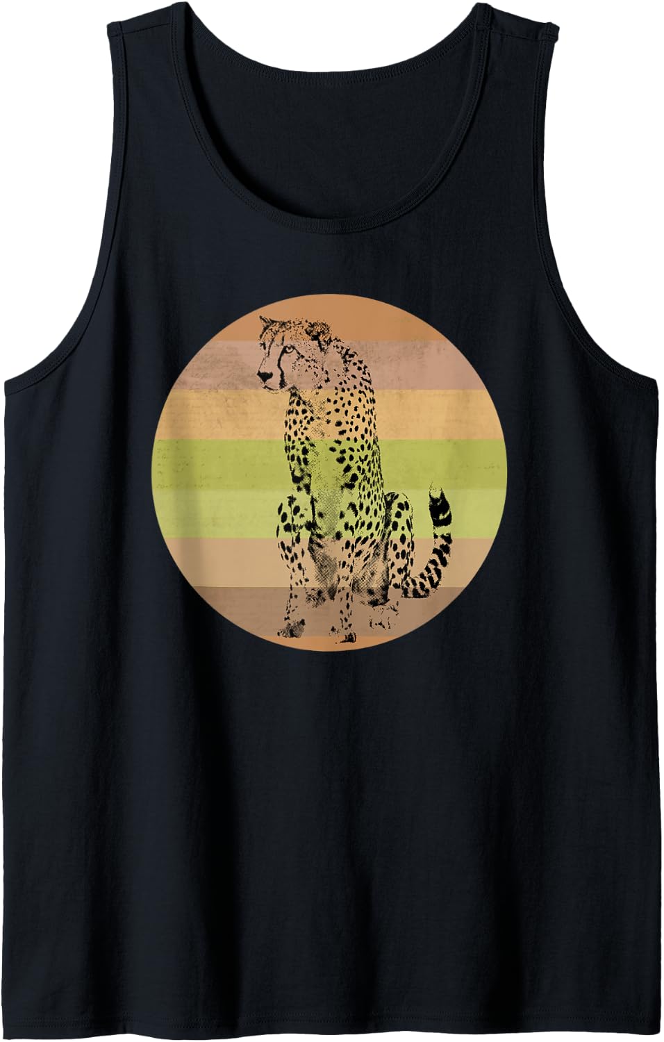 Elegant Cheetah on Retro Sunset for Cheetah Lovers Tank Top Tank Top Premium Print Everyday Wear