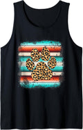 Leopard Paw Print Serape Turquoise Cat Dog Pet Lover Tank Top Tank Top Streetwear Style US Top Pick