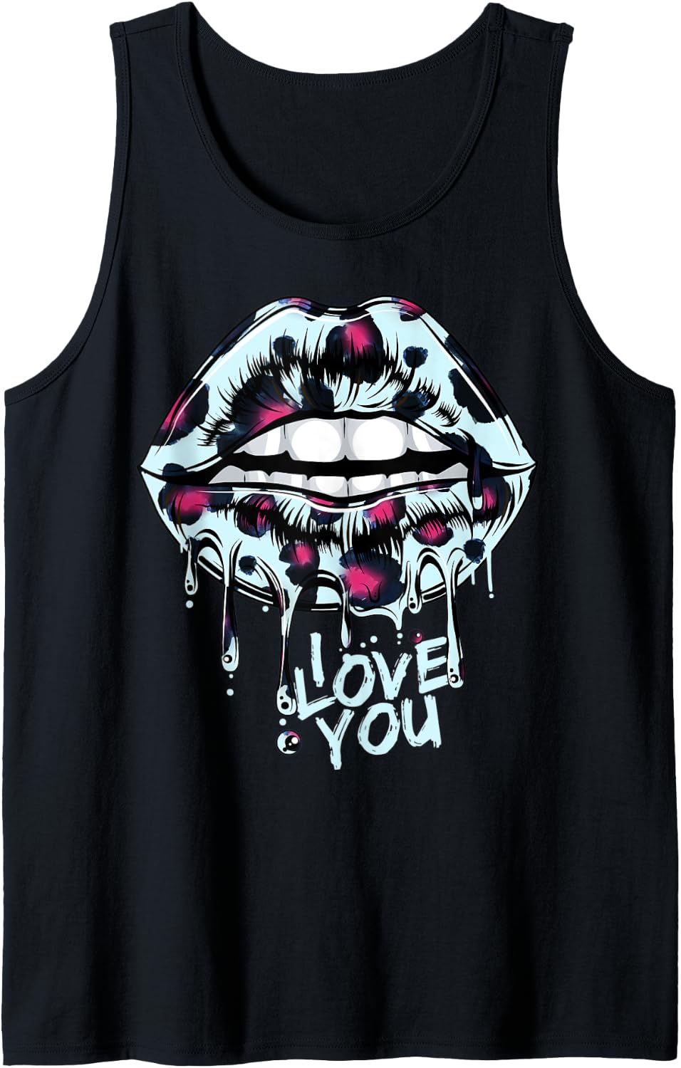 Pink Leopard Print Lip Kiss Lipstick cheetah pattern Leopard Tank Top Tank Top High Search Demand Hot Right Now