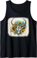 Vintage Western Leopard Cheetah Print Bull Skull Sunflower Tank Top Tank Top High Search Demand Gift Ready