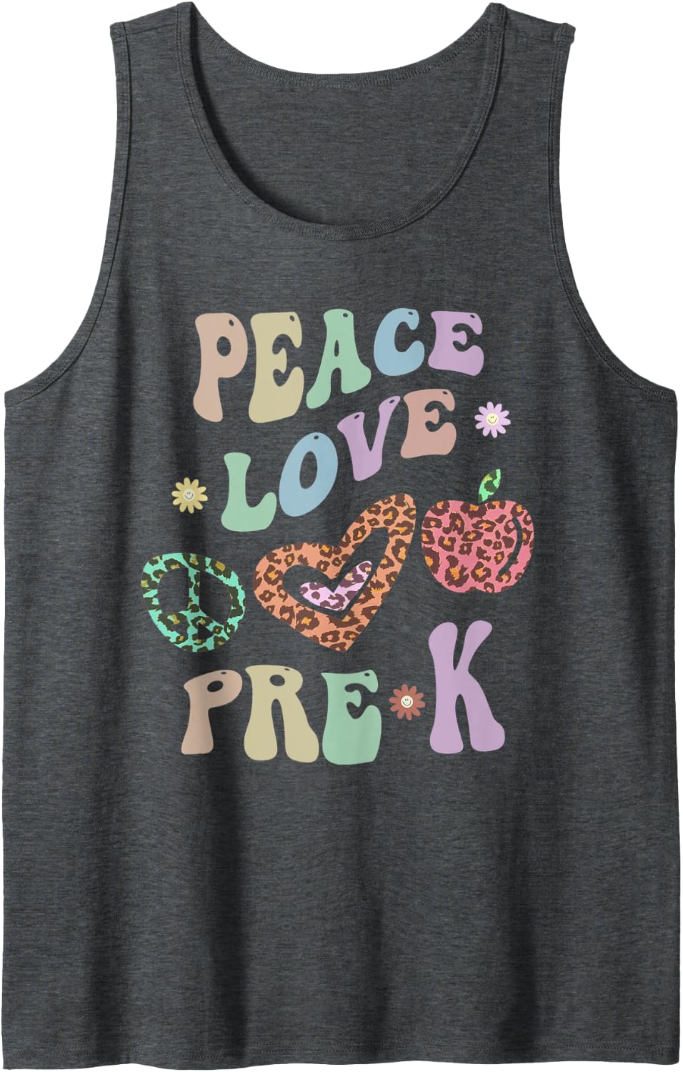 Rainbow PEACE LOVE PRE K Leopard Print Retro PreK Little Tank Top Tank Top Streetwear Style Best Seller Look