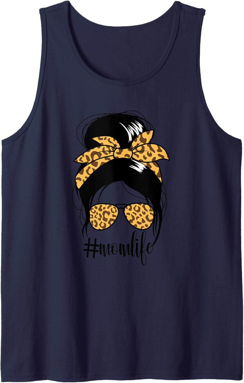 Momlife Cheetah Print Mom Messy Bun Women s Momlife Tank Top Tank Top High Search Demand Fan Favorite